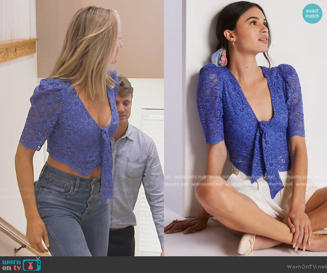 Anthropologie Maeve Tie-Front Blouse worn by Taylor Ann Green on Southern Charm