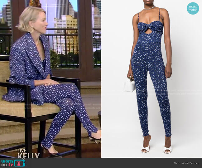 Magda Butrym Spot-Print Cut-Out Catsuit worn by Naomi Watts on Live with Kelly and Mark