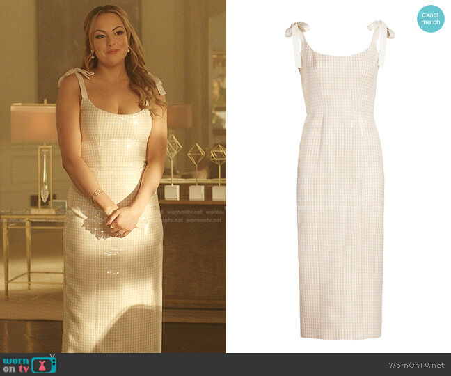 Markarian Imogen Sequin Gingham Corset Dress worn by Fallon Carrington (Elizabeth Gillies) on Dynasty