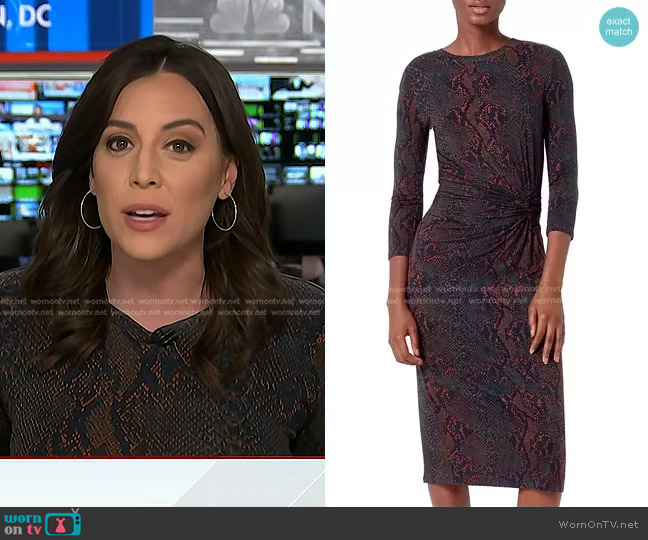 Joie Meika Snakeskin Print Gathered Midi Dress worn by Hallie Jackson on Today