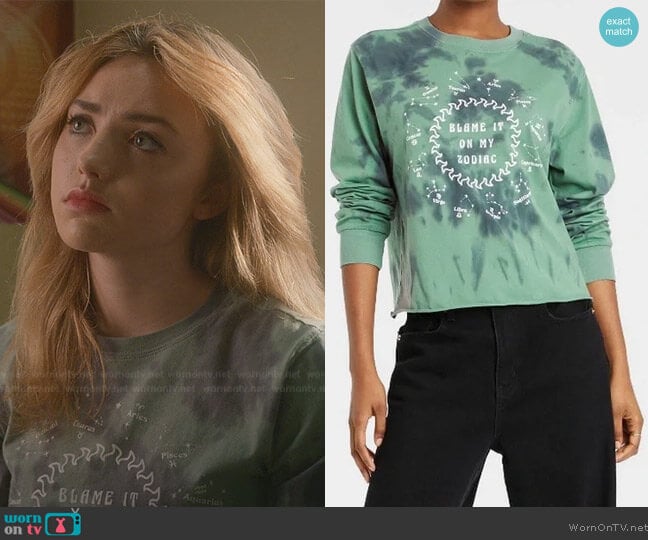 Blame it on my Zodiac Graphic Tie Dye Top worn by Tory Nichols (Peyton List) on Cobra Kai