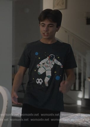 Mike’s black astronaut print tee on Stargirl