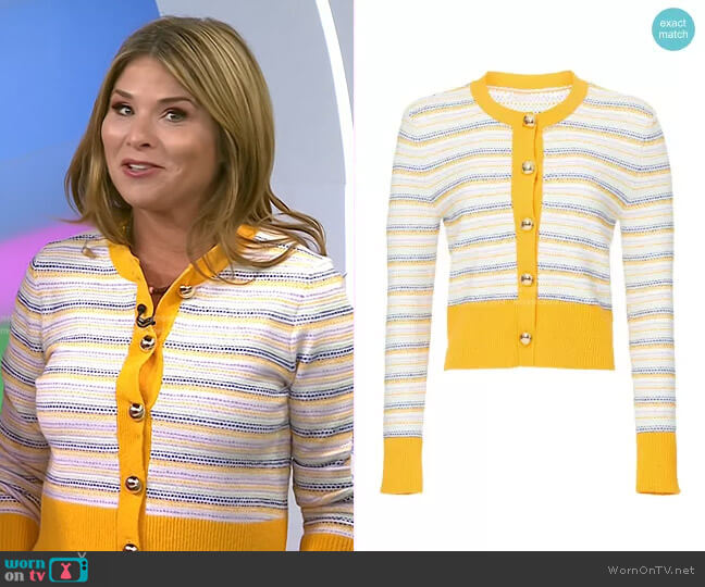 Milly Striped Tweed Cardigan worn by Jenna Bush Hager on Today