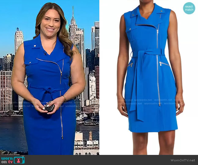 Calvin Klein Moto Tank Dress in Capri worn by Violeta Yas on Today
