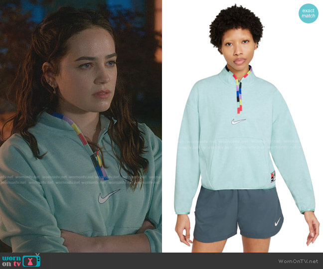 Nike FC Midlayer 1/4 Zip Top worn by Samantha LaRusso (Mary Mouser) on Cobra Kai