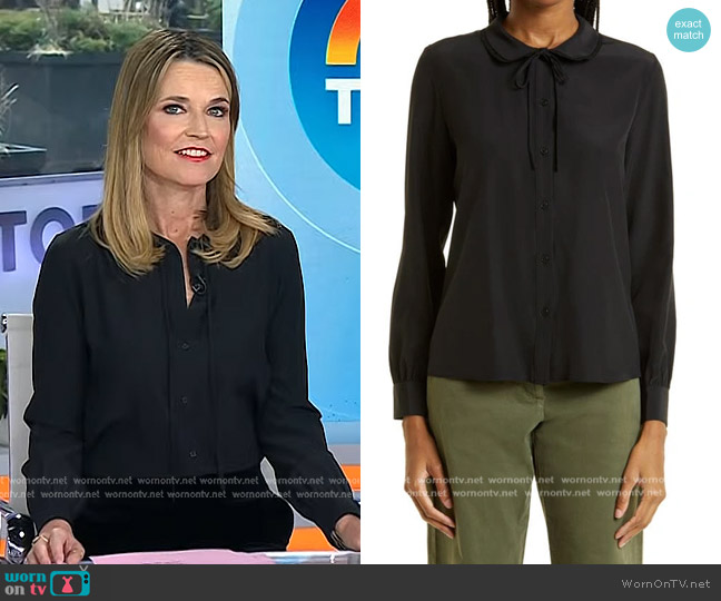 Nili Lotan Monet Tie Neck Silk Blouse worn by Savannah Guthrie on Today