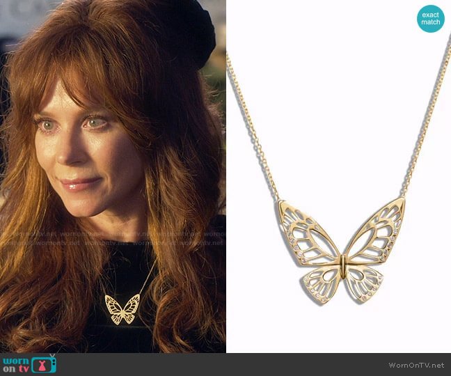 Nyrelle Monarch Butterfly Necklace worn by Nicolette Roman (Anna Friel) on Monarch