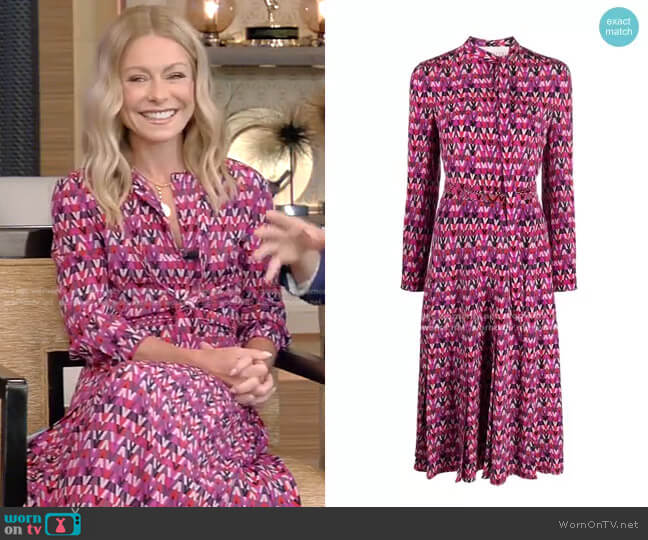 Valentino Optical Print Shirtdress worn by Kelly Ripa on Live with Kelly and Mark