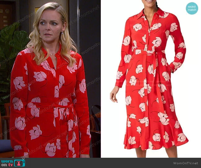 Hobbs London Orelia Floral Print Midi Dress worn by Belle Brady (Martha Madison) on Days of our Lives