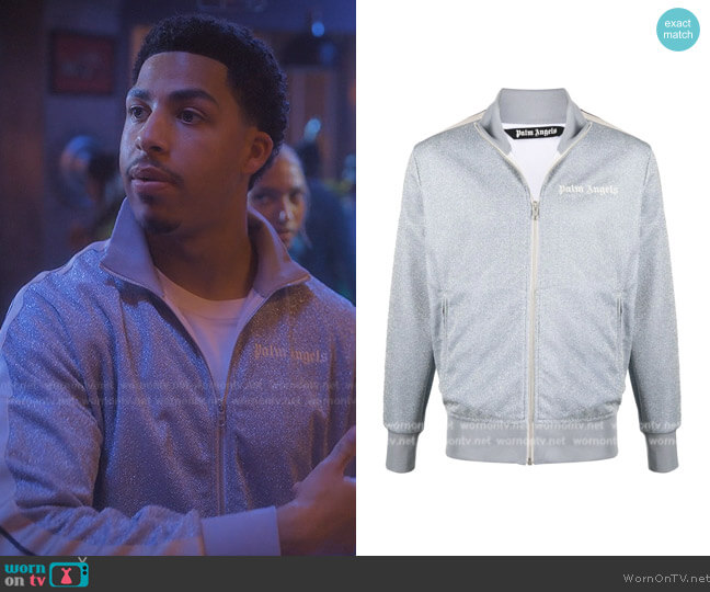 Palm Angels Glitter lurex track jacket worn by Andre Johnson, Jr. (Marcus Scribner) on Grown-ish