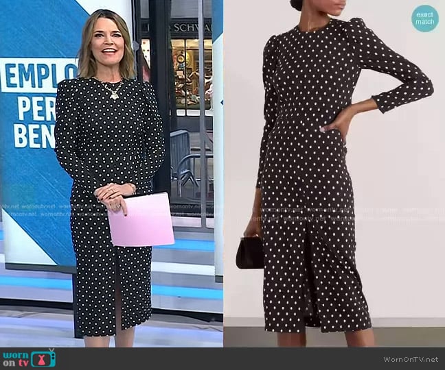 RED Valentino Polka-Dot Crepe Midi Dress worn by Savannah Guthrie on Today