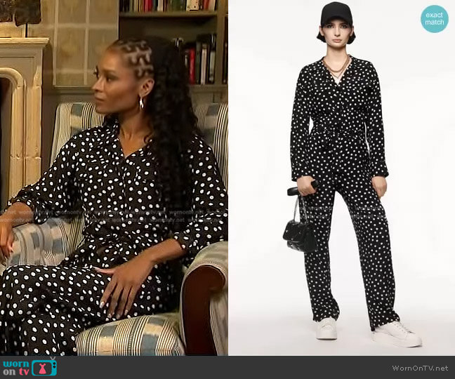 Zara Polka Dot Jumpsuit worn by Zuri Hall on Access Hollywood