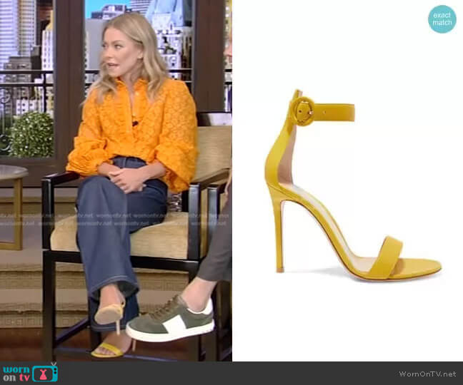 Gianvito Rossi Portofino Leather Sandals worn by Kelly Ripa on Live with Kelly and Mark