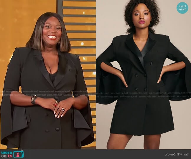 Prabal Gurung Tux Jacket Dress worn by Melissa Chataigne on Access Hollywood