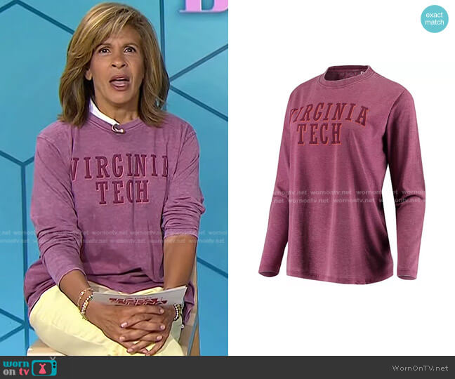 Virginia Tech Hokies Tonal Block Vintage Wash Long Sleeve T-Shirt at Khol's worn by Hoda Kotb on Today