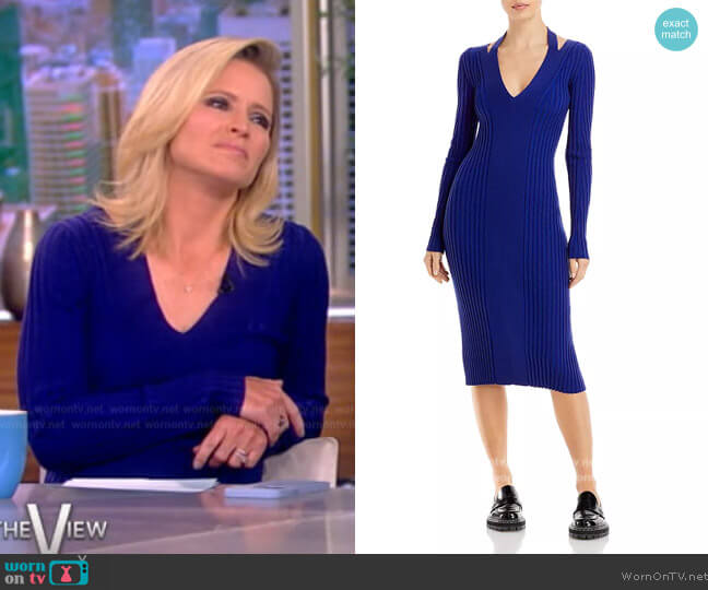 Proenza Schouler Rib Knit Halter Cutout Midi Dress worn by Sara Haines on The View
