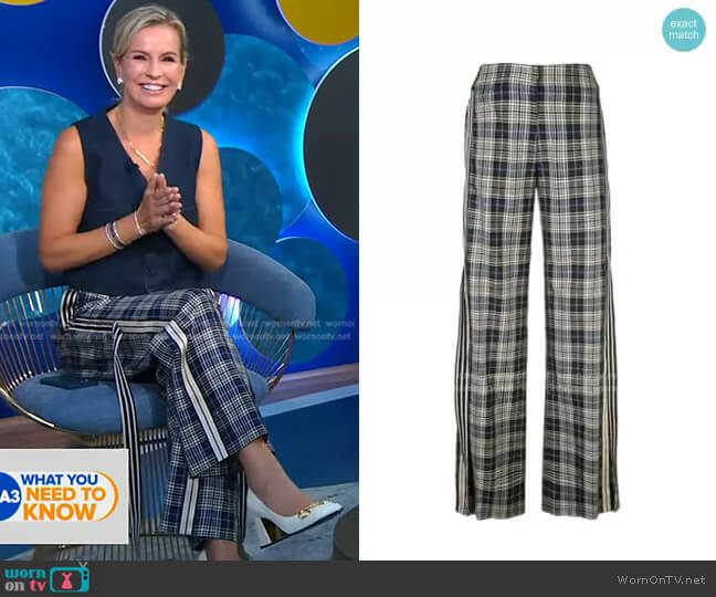 Monse Racing Stripe Vintage Plaid Trousers worn by Dr. Jennifer Ashton on Good Morning America