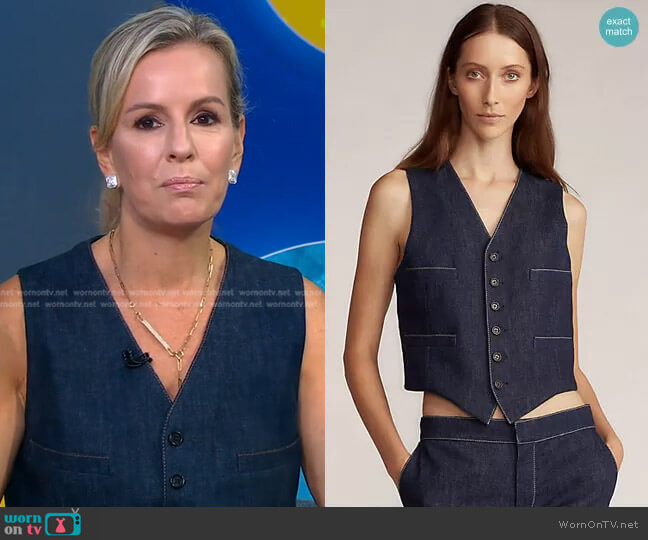 Ralph Lauren Roland Denim Vest worn by Dr. Jennifer Ashton on Good Morning America