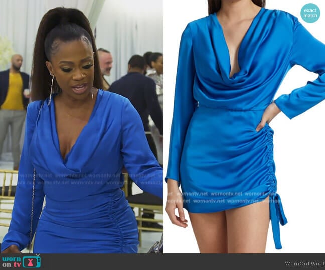 Ramy Brook Reeta Satin Dress worn by Kandi Burruss on The Real Housewives of Atlanta