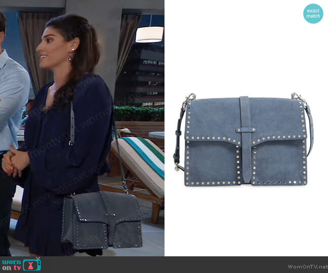 Rebecca Minkoff Studded Leather Shoulder Bag worn by Brook Lynn Quartermaine (Amanda Setton) on General Hospital