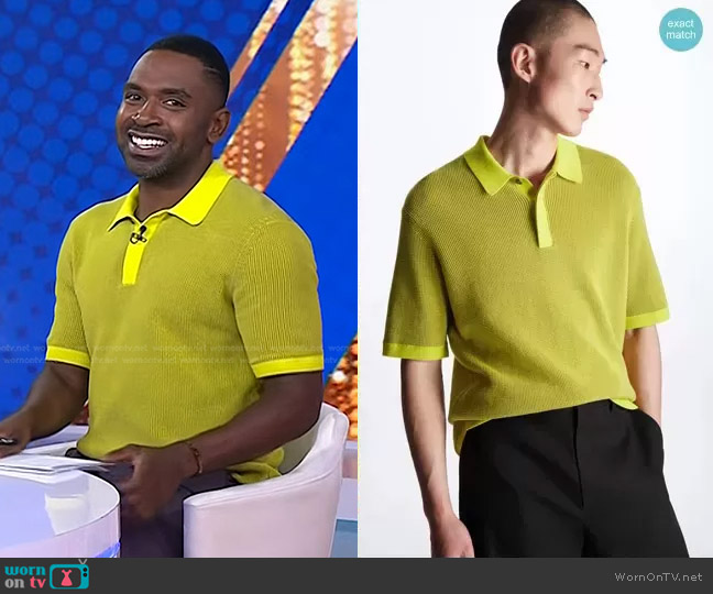 Cos Regular Fit Knitted Polo Shirt worn by Justin Sylvester on Today