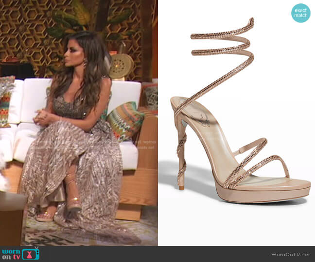 Rene Caovilla Snake-Wrap Strass Stilleto Sandals worn by Nina Ali (Nina Ali) on The Real Housewives of Dubai
