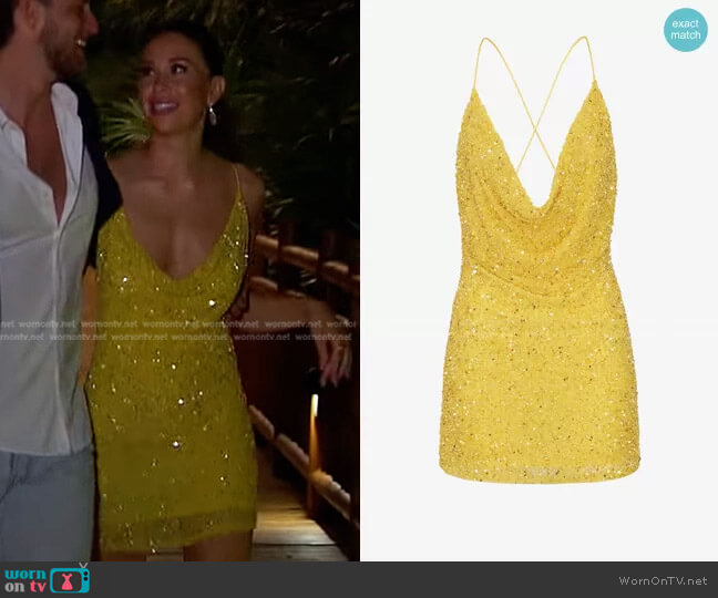 Retrofete Mich Sequin Dress in Yellow worn by Gabriela Windey on The Bachelorette