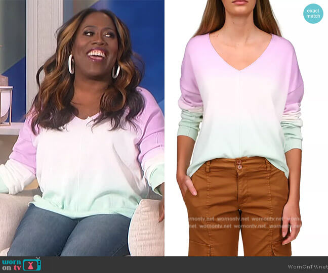 Sanctuary Ombré Horizon V-Neck Sweater worn by Sheryl Underwood on The Talk