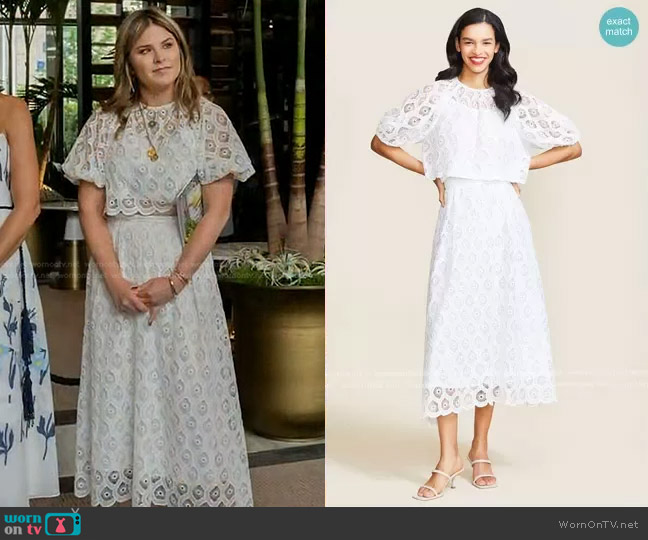 Pearl by Lela Rose Scallop Voile Full Sleeve Top worn by Jenna Bush Hager on Today