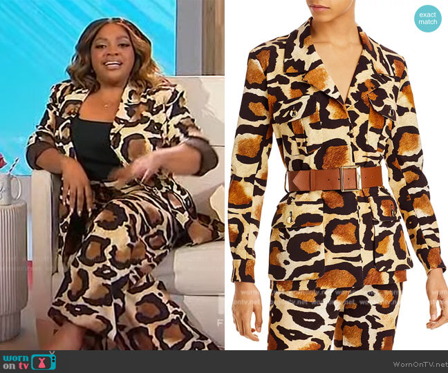 Sergio Hudson Belted Safari Print Jacket worn by Sherri Shepherd on Sherri
