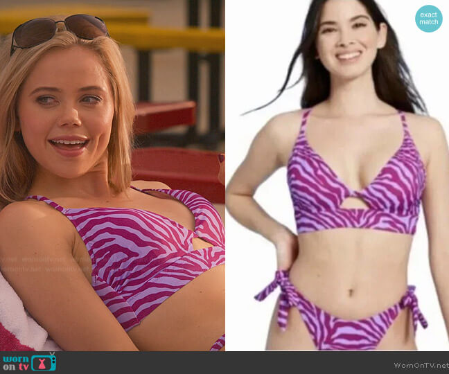 Shade & Shore Zebra Stripe Bikini worn by (Annalisa Cochrane) on Cobra Kai