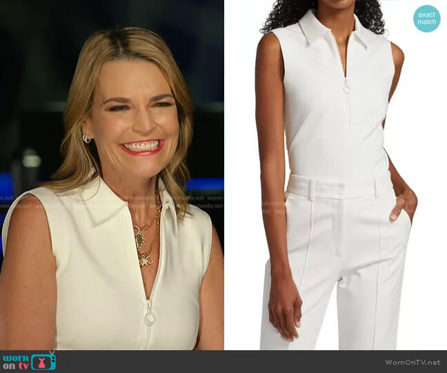 Akris Punto Sleeveless Zip Polo Shirt worn by Savannah Guthrie on Today