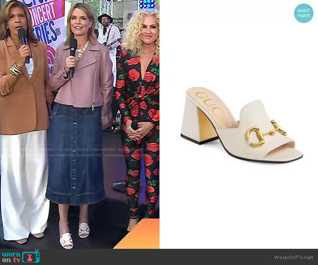 Gucci Slide Sandal With Horsebit worn by Savannah Guthrie on Today