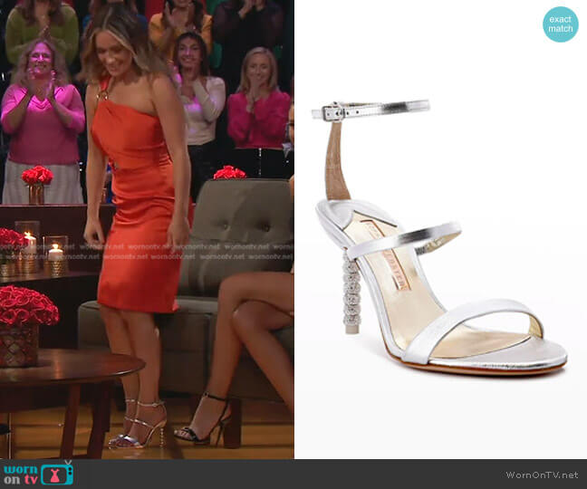 Sophia Webster Rosalind Metallic Crystal-Heel Sandals worn by Rachel Recchia on The Bachelorette