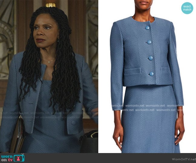 St. John Raised Herringbone Sweater Dress worn by Liz Reddick-Lawrence (Audra McDonald) on The Good Fight