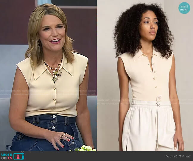 A.L.C. Taylor Rib Knit Polo Top worn by Savannah Guthrie on Today