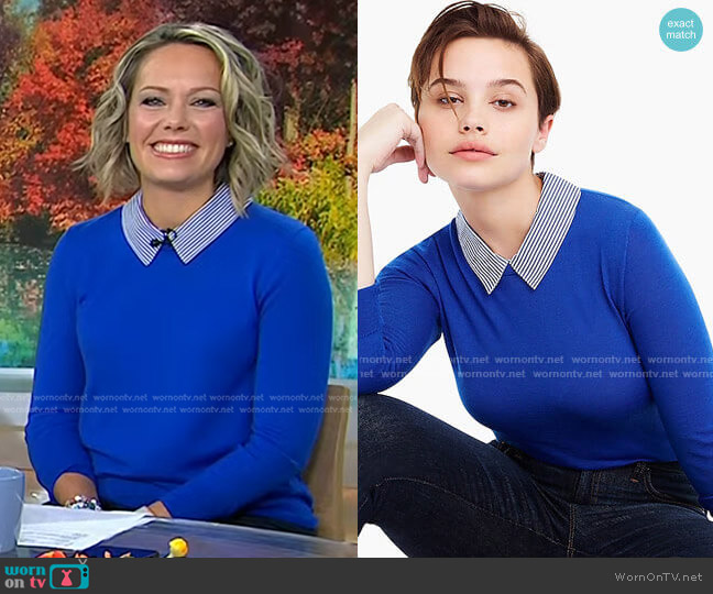 J. Crew Tippi sweater with striped collar worn by Dylan Dreyer on Today