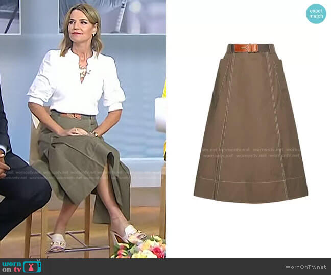 Tory Burch Poplin Pleated Skirt worn by Savannah Guthrie on Today