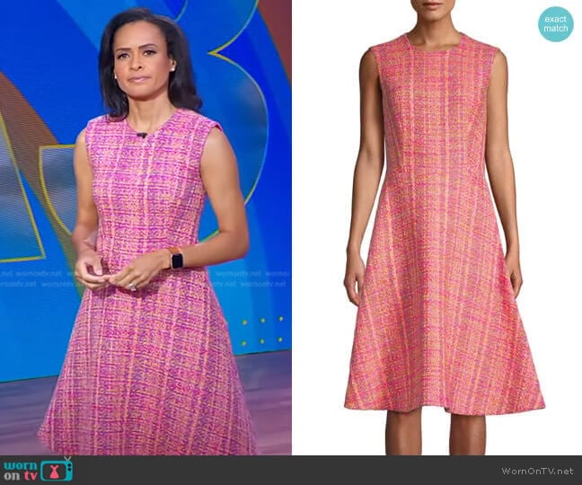 Prada Tweed Boucle Sleeveless A-Line Dress worn by Linsey Davis on Good Morning America