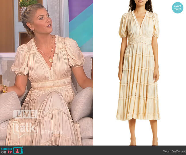 Ulla Johnson Rose Tiered Dress worn by Amanda Kloots on The Talk