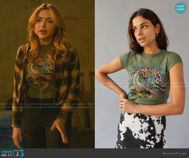 Urban Outfitters Stay True Dragon Baby Tee worn by Tory Nichols (Peyton List) on Cobra Kai