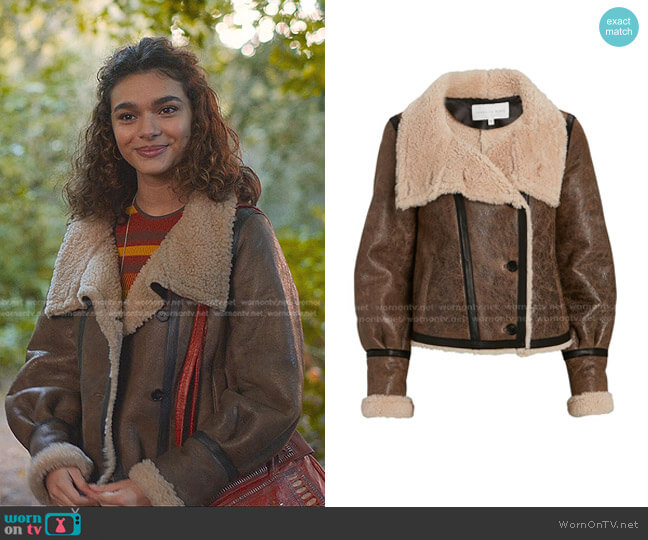 Veronica Beard Selita Shearling Jacket worn by Flora (Paulina Chavez) on Fate The Winx Saga