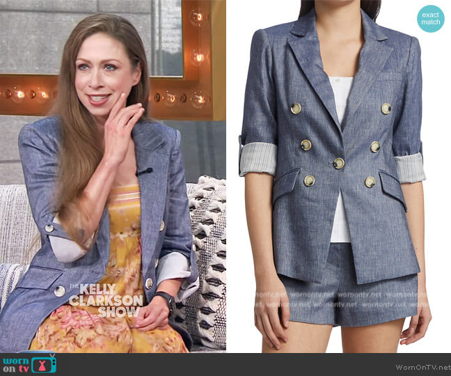 Veronica Beard Kelson Chambray Dickey Blazer worn by Chelsea Clinton on The Kelly Clarkson Show