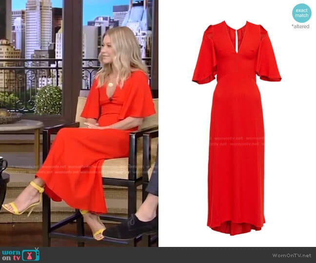 Victoria Beckham V-neck dress worn by Kelly Ripa on Live with Kelly and Mark