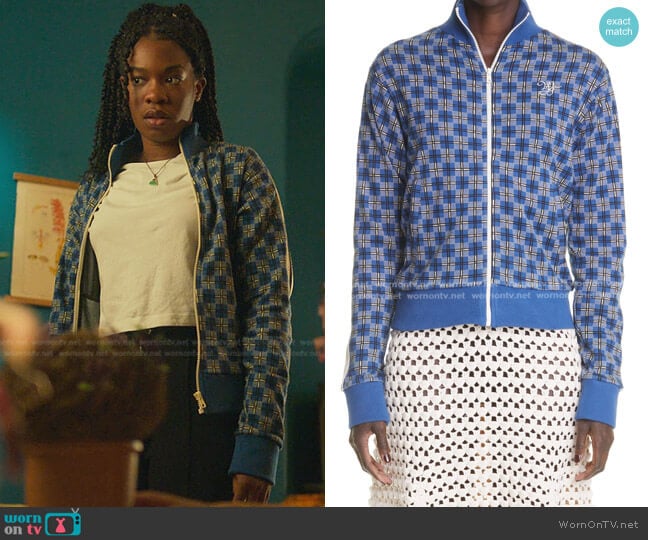 Wales Bonner London Plaid Cotton Tracksuit Jacket worn by Aisha (Precious Mustapha) on Fate The Winx Saga