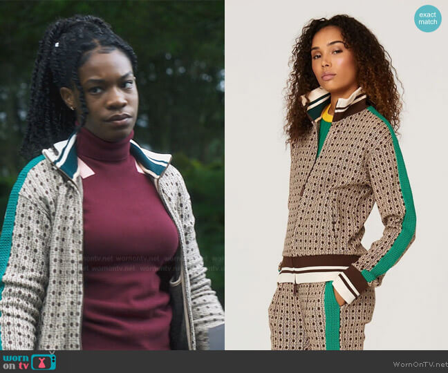 Wales Bonner Cotton Clarendon Crop Track Jacket worn by Aisha (Precious Mustapha) on Fate The Winx Saga