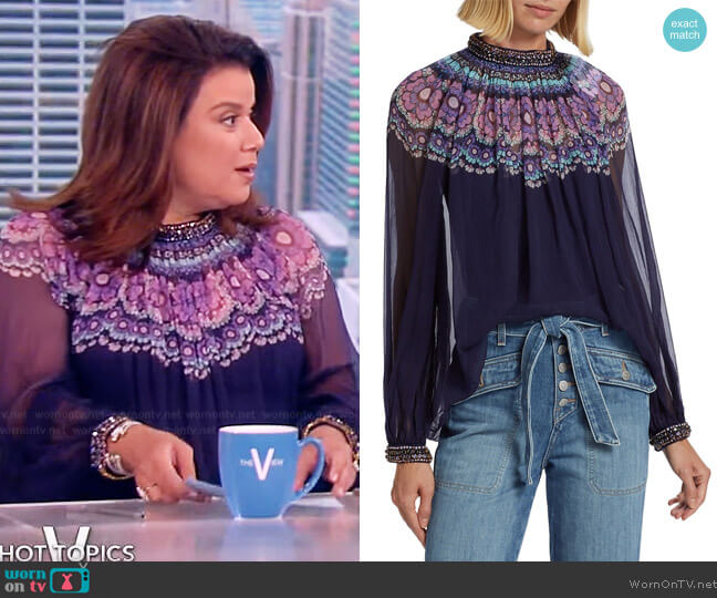 Zimmermann Celestial Gemini Daisy chiffon blouse worn by Ana Navarro on The View
