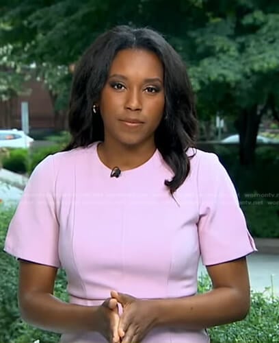 Rachel’s pink split short sleeve dress on Good Morning America
