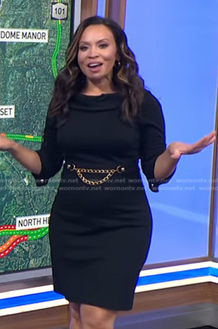 Adelle’s black chain detail dress on Today