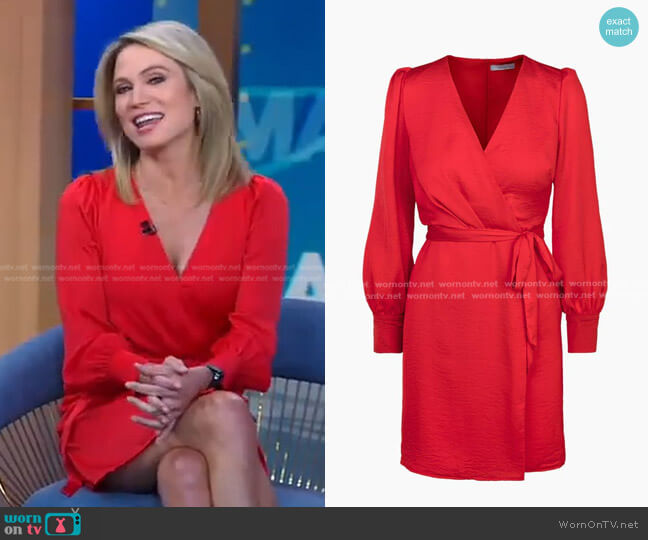 Adelyn Rae Abby Faux Wrap Dress worn by Amy Robach on Good Morning America